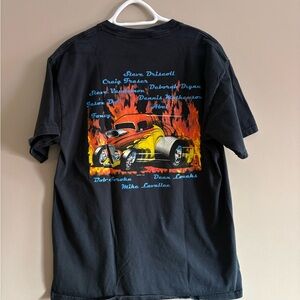 Black Graphic Tee with Hot Rod Design